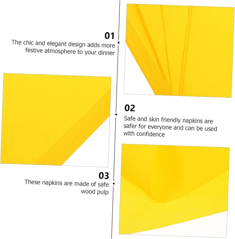 مناديل الحفلات الأنيقة الصفراء 50 قطعة للاستخدام لمرة واحدة لحفلات الزفاف والاستقبال والعشاء للمنزل والمطعم - Image 3